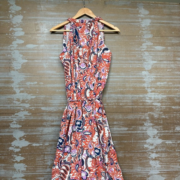 Mille NWT Marilyn Midi Dress Tangier Floral Boho Preppy Cotton Flax Womens M - Picture 5 of 7